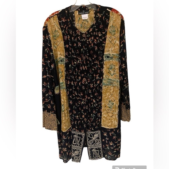 Carole Little Artsy Multi Media Oversized Button Front Kimono Tunic 80’s Vintage - Picture 1 of 11